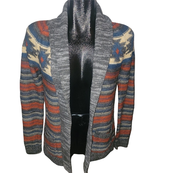 Roxy Sweaters - Roxy Multicolored Aztec Southwestern Knit Open Front Cardigan S